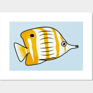 Cute butterfly fish cartoon illustration Posters and Art